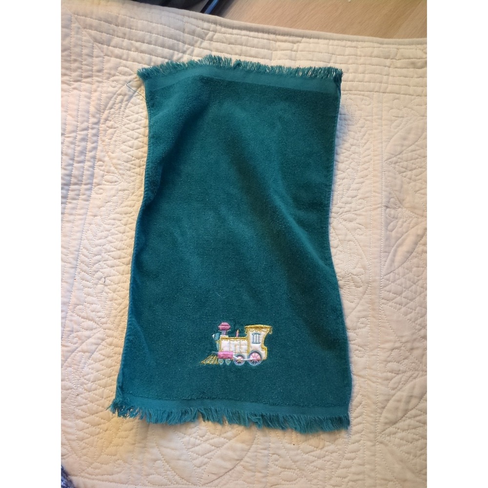 Christmas Green Hand Towel Decorated with  Train‎